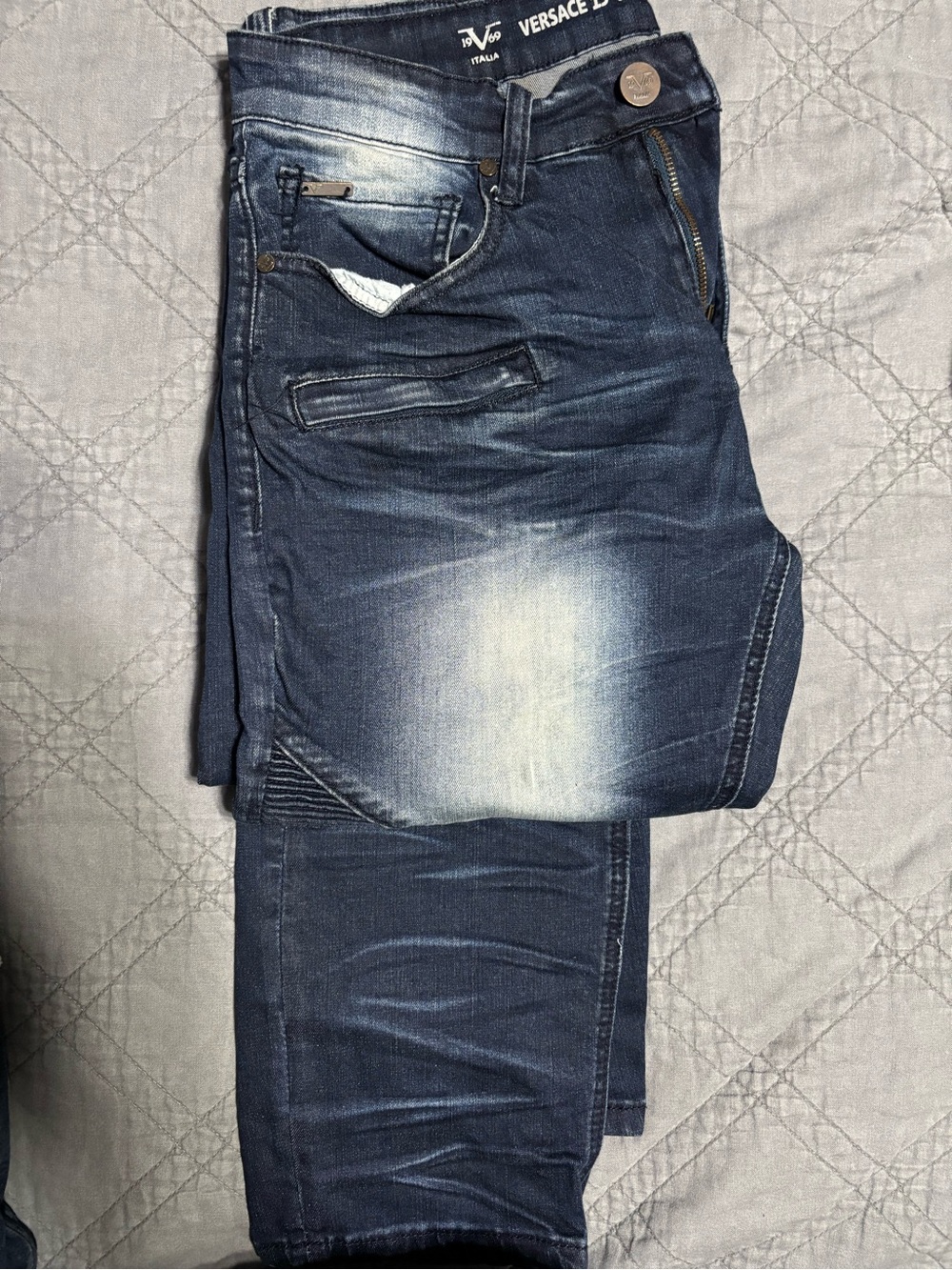 Versace Slim Straight Dark Blue Washed Men’s Jeans